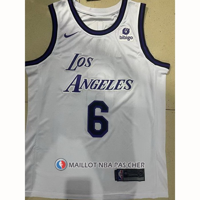 Maillot Los Angeles Lakers LeBron James NO 6 Ville 2022-23 Blanc